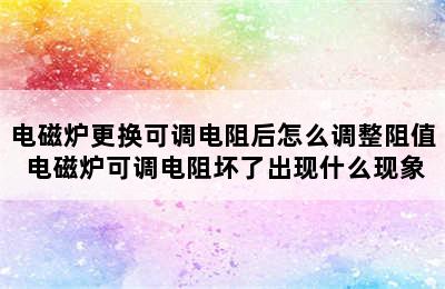 电磁炉更换可调电阻后怎么调整阻值 电磁炉可调电阻坏了出现什么现象